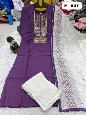 Latest Traditional Muslin Silk Blue  Kurti Pent With Duptta